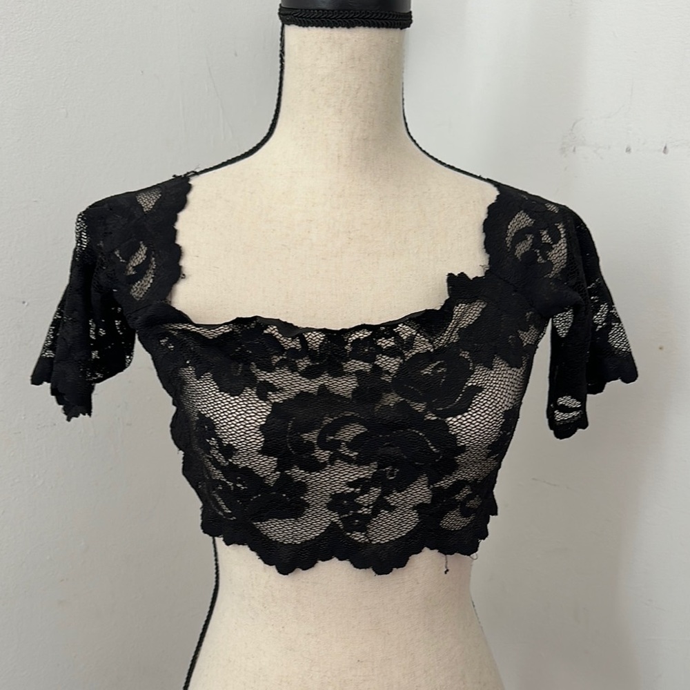 Victoria's Secret Black Lace Crop Top